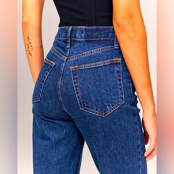 Abercrombie & Fitch Slim Straight Ultra High Rise Jeans dark blue LONG - Picture 3 of 16